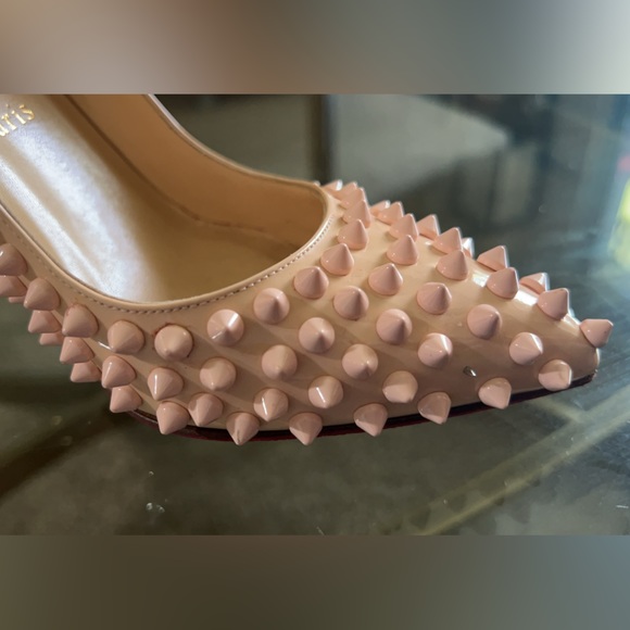 Christian Louboutin Peach Patent Leather Pigalle Spikes Pumps - Picture 15 of 16